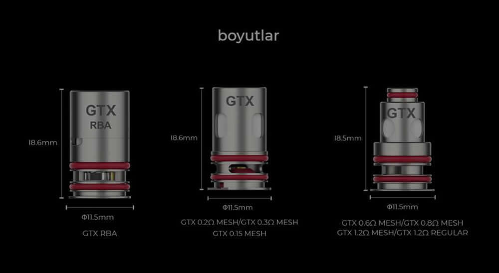 Vaporesso GTX Coil Boyutları